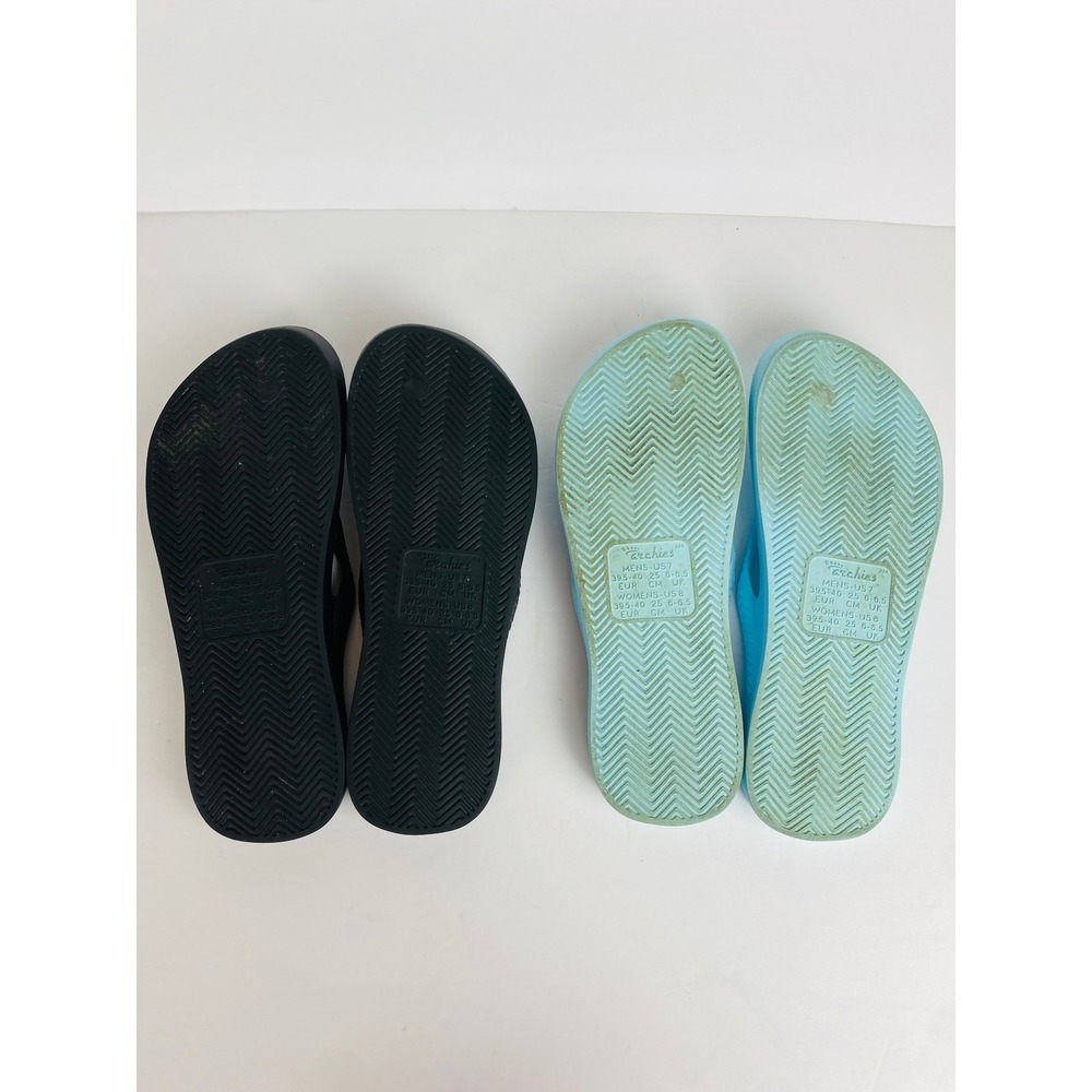 Archies Arch Support Flip Flops Bundle Womens 8 Black Sky Blue Orthotic Sandals - Picture 7 of 8